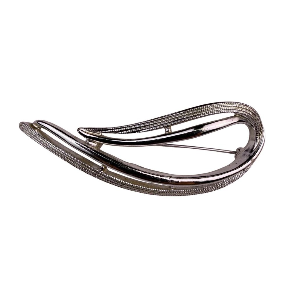 Sarah Coventry Womens Silver Tone Metal Leaf Abstract Brooch Pin Vintage Jewelry